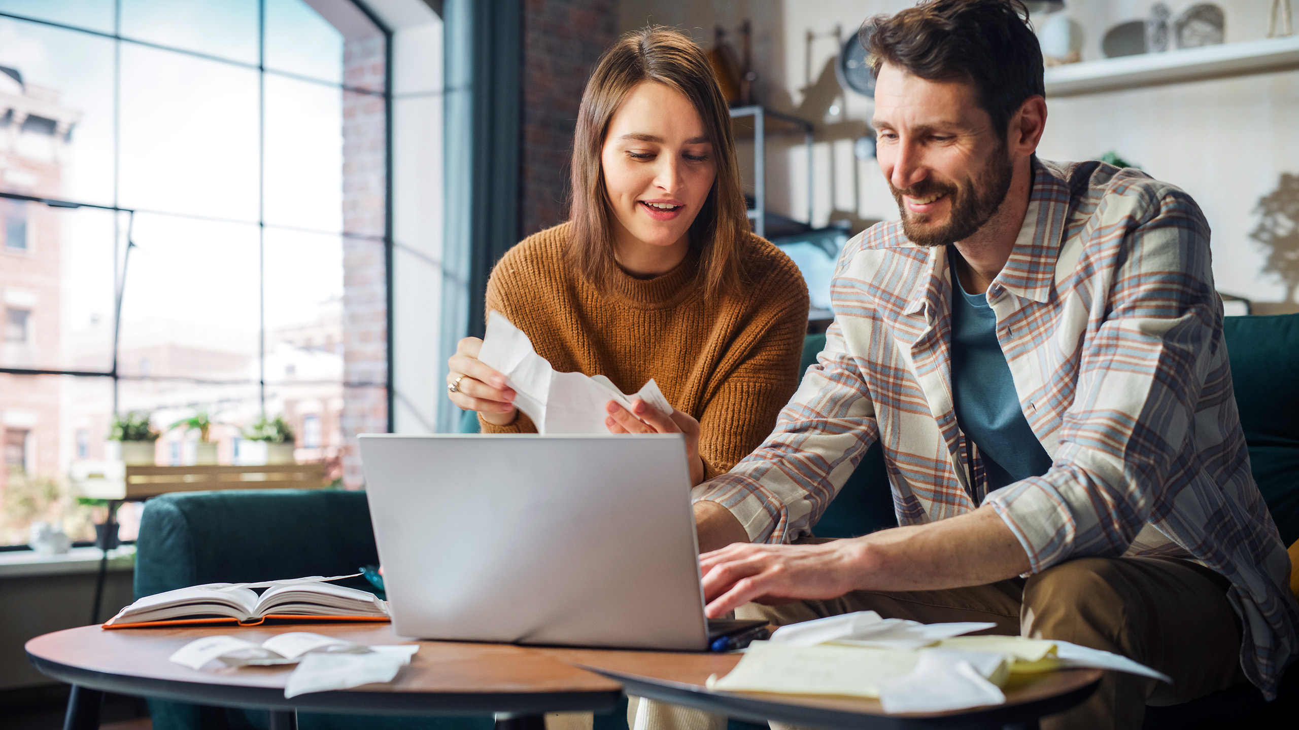 Couple paying bills