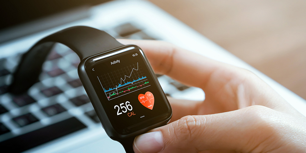 Smartwatch showing heart rate monitor